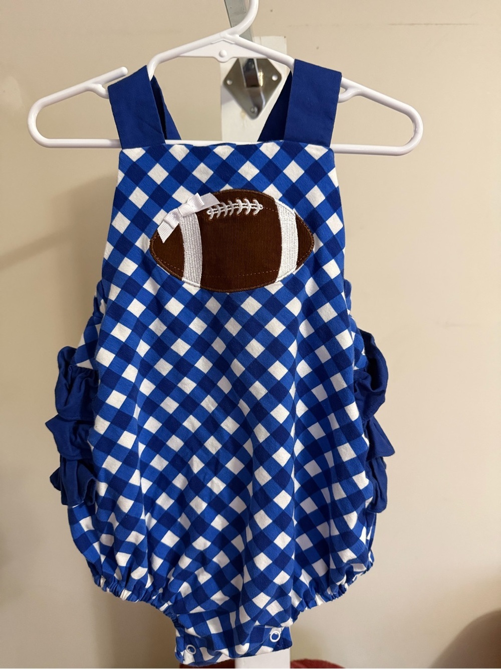 Ricrac & Ruffles Football Ruffle Butt Romper - Picture 2 of 8